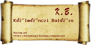 Kálmánczi Balázs névjegykártya